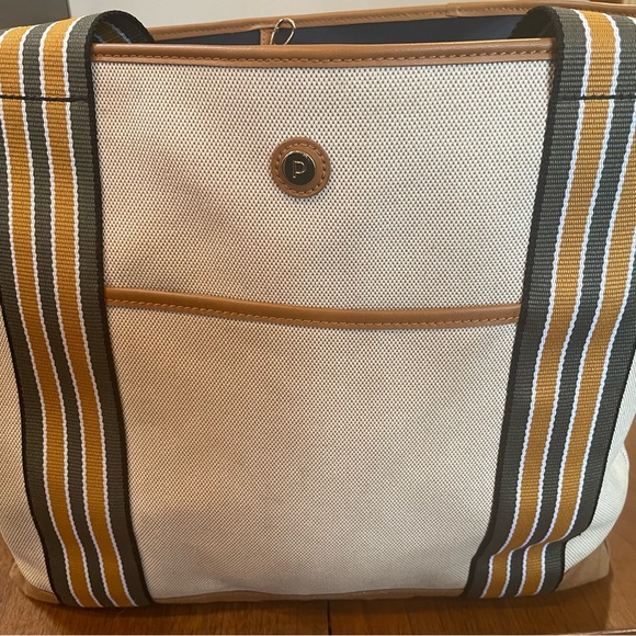 Paravel Handbags - Paravel Tote Bag with Striped Olive & Tan Straps